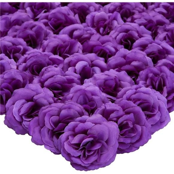 50 Pack Purple Artificial Flower,3 Inch Stemless Silk Cloth Roses for Wall Decor - Picture 1 of 7